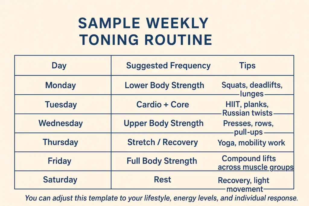 Achieving the Perfect Tone: How Often Should You Exercise for Results? 4 Weekly exercise Hastings plan graphic