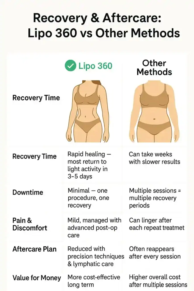 Recovery and Aftercare for Fat-Dissolving Surgery 2 Table to show fat dissolving injection aftercare Hastings